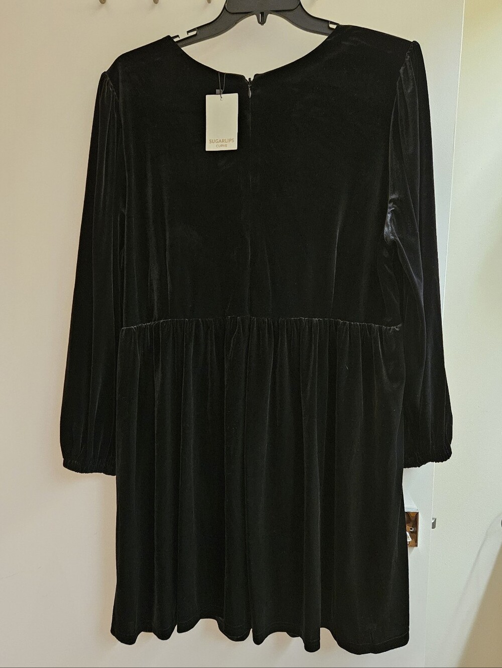 Sugarlips Curve Black Velvet Rhinestone Bow Mini Dress 3X NWT - Picture 2 of 4